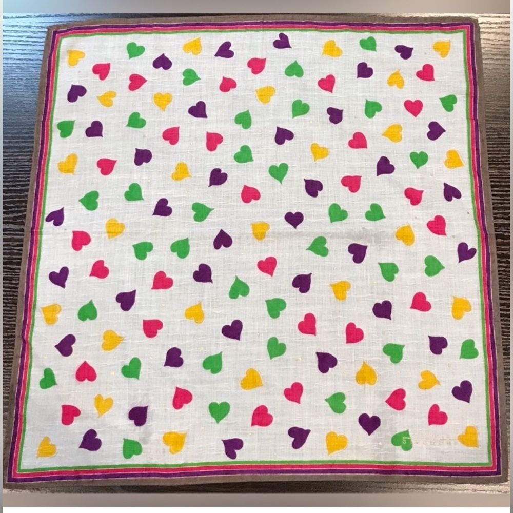 Givenchy Colorful Heart Pattern Handkerchief / Ne… - image 1